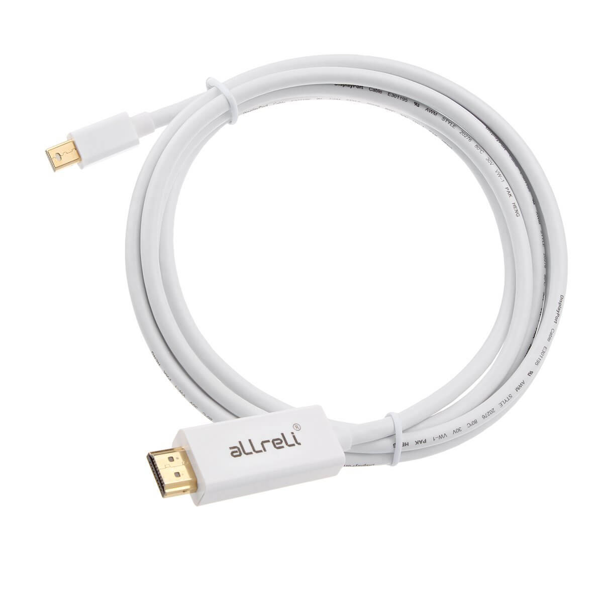 aLLreLi 6 Feet HD 4Kx2K Mini DisplayPort to HDMI Cable2