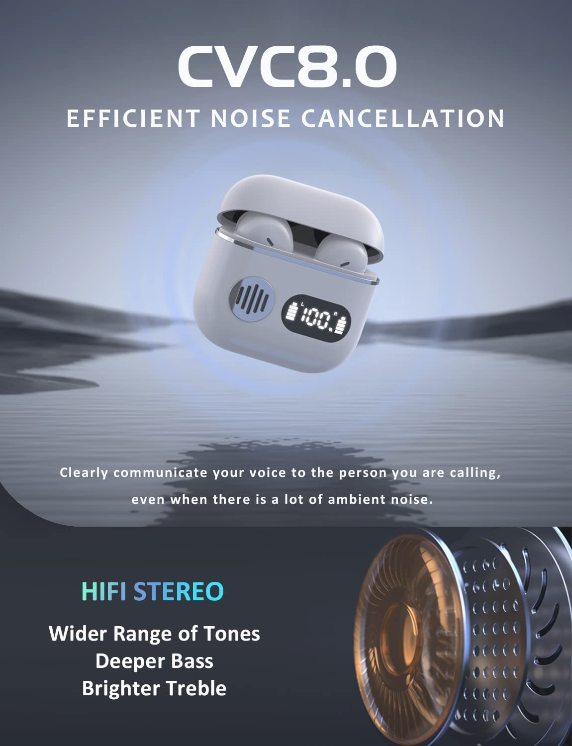 aLLreLi CVC8.0 Noise Cancelling Earbuds