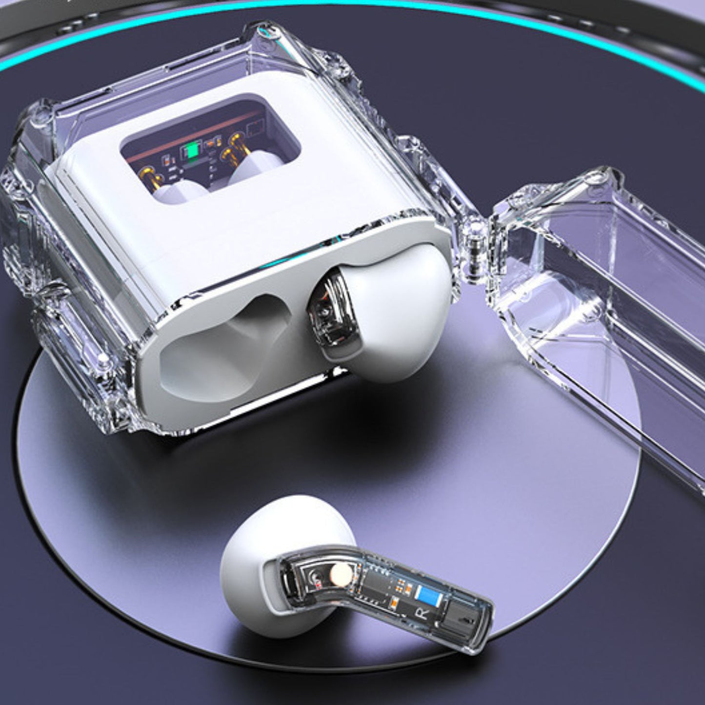 Transparent Earbuds with Charging Case (Music and Gaming Modes)