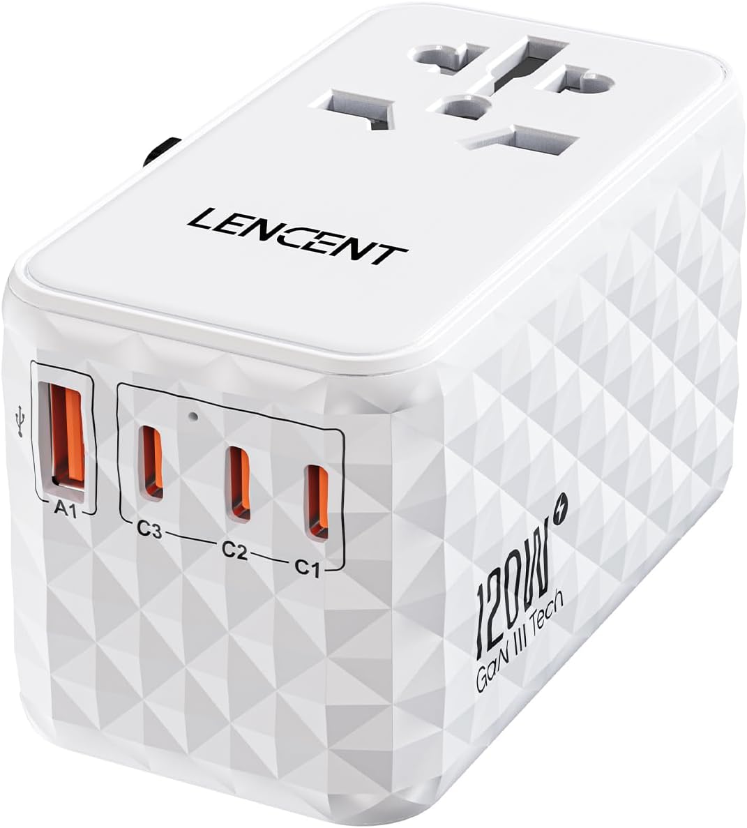 120W International Travel Adapter, GaN Universal Travel Adapter with 1 USB-A & 3 Type C